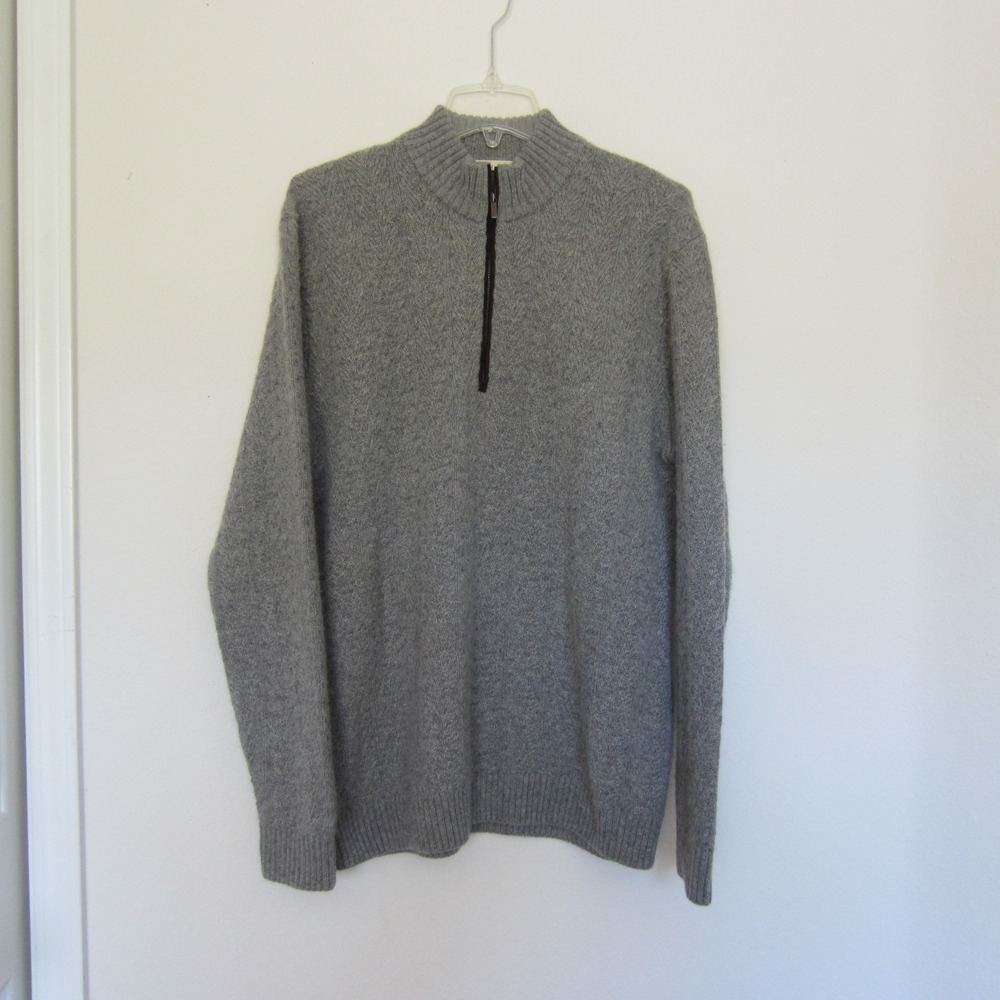 Maurizio Baldassari Sweater Mens XL Gray Cashmere 1/4 Zip Italy Made Comfy Cozy